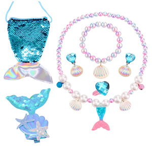 Ensemble de bijoux de costume de princesse sirène pour jeu de rôle, collier et boucles d'oreilles, fourni par l'usine - Product Image 5