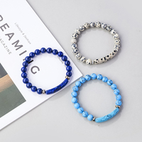 Bracelet extensible en pierres précieuses naturelles, tube incurvé et perles rondes de 8 mm, bracelet élastique en pierres de cristal mélangées pour femme