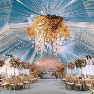 80色仪式用品悬垂窗帘透明窗帘拱形薄纱帐篷活动装饰派对婚礼天花板装饰