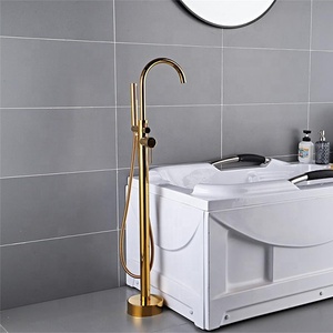 Hôtel de luxe Maison Chrome Montée Au Sol Bain Douche Mitigeur Salle De Bain <span class=keywords><strong>Robinet</strong></span> de <span class=keywords><strong>Baignoire</strong></span> Autoportant - Product Image 4