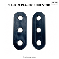 Tendeur de corde en plastique PP moulé par injection OEM ODM à 3 trous, glissière antidérapante pour ligne de tirage de tente, accessoires de camping en plein air