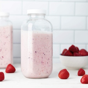 Bouteille à lait en verre carrée de 1 l, avec couvercle anti-empeigne blanc, pot de lait de 32Oz, pour boisson, bouteille en verre avec couvercle pour lait d'avoine, 30 ml - Product Image 2