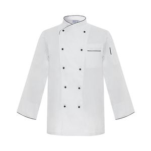 เสื้อแจ็คเก็ตเชฟแขนสั้นสีดำสีขาวเครื่องแบบทำอาหารสำหรับร้านอาหารและบาร์เครื่องแบบห้องครัวสีเทา - Product Image 6