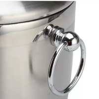 Seau à glace en acier inoxydable de 3 L, double paroi isolée, portable, durable et de haute qualité, pour boissons glacées, utilisation en bar et restaurant, en métal