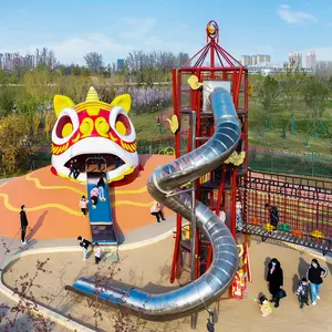 Design Solution for the Jungle Adventure Theme Park With Outdoor Amusement Equipment and Kids Slides