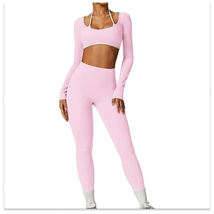 Ensemble de yoga sans couture : Leggings taille haute et soutien-gorge de sport – Tenue de sport pour l'entraînement, la gym et les séances de yoga pour femmes - Product Image 4