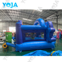 Château gonflable YOJA bleu pour enfants, avec toboggan, location pour fêtes, château gonflable extérieur, capacité de 600 lb, installation facile, 4x3m