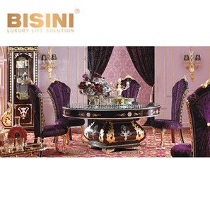Silla Giratoria de Madera de Diseño Barroco para Oficina en Casa, Silla Ejecutiva de Tela Morada Noble con Detalles en Dorado de 24K - Product Image 6