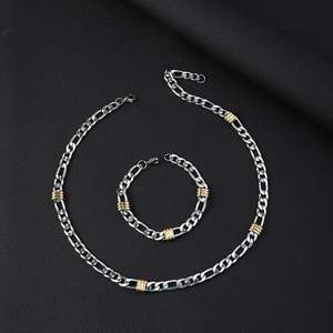 Wholesale <b>Fashion</b> 18K Gold Plated PVD Stainless Steel Women's Hip-Hop Figaro Bracelet Rope <b>Chain</b> <b>Necklace</b> - Product Image 5