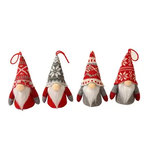 2023 Glowing led light up xmas santa knitted hat elf christmas gnome dwarf couple doll decoration