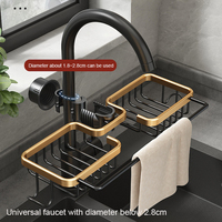 Support pour éponge de cuisine à double évier avec porte-essuie-tout, à suspendre au robinet, support de vidange pour robinet, pour robinets de 1,8 à 2,8 cm