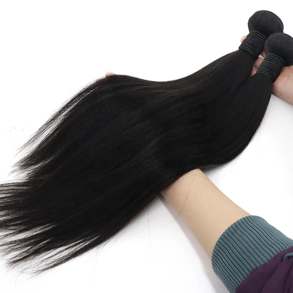 Groothandel 10A Luxe Yaki Straight Braziliaanse Hair Extension Inslag Dubbel Getrokken Haar Bundels Yaki