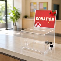 Boîte à dons en acrylique verrouillable HOTEAM, boîte à bulletins de vote transparente, présentoir de table, panneau personnalisé, présentoir pour magasin de détail, vente en gros