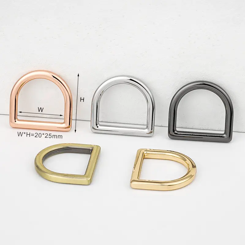 Custom Kleur Nikkel Rose Goud Geborsteld Brons 20Mm 4/5 "D Ring Platte Metalen Tas Maken Accessoires Gun Metal D Ring Voor Handtassen