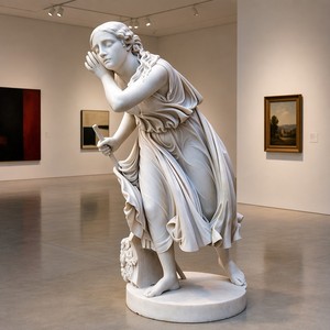 Sculpture personnalisée en marbre Nydia - Statue néoclassique sur mesure de la Jeune Fille aux Fleurs de Pompei pour intérieurs de luxe - Product Image 3