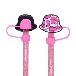 Adorno de Plástico Rosa de 10mm para Pajitas, Personalizado, Creativo, Decorativo para Fiestas, con Cubierta Antipolvo, Diseño de Sombrero de Paja, Superventas - Product Image 4