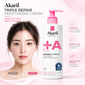 Akaril <span class=keywords><strong>Crema</strong></span> Idratante Riparatrice Tripla 400ml con Niacinamide, Burro di Karité e Ceramide 3 per Pelli <span class=keywords><strong>Molto</strong></span> Secche e Sensibili, Uso Quotidiano - Product Image 2