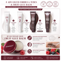 Kit professionnel OEM 4-en-1 pour rehaussement de cils et teinture de sourcils, noir ou café, avec révélateur, lotions liftantes, tampons et outils