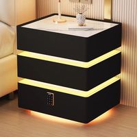 Meuble de chambre intelligent, table de chevet avec chargeur sans fil, table de chevet avec station de charge, veilleuse à 3 couleurs