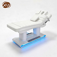 Table de massage électrique professionnelle pour soins du visage avec lumière d'ambiance LED, lit de massage électrique inclinable pour cils, table de spa