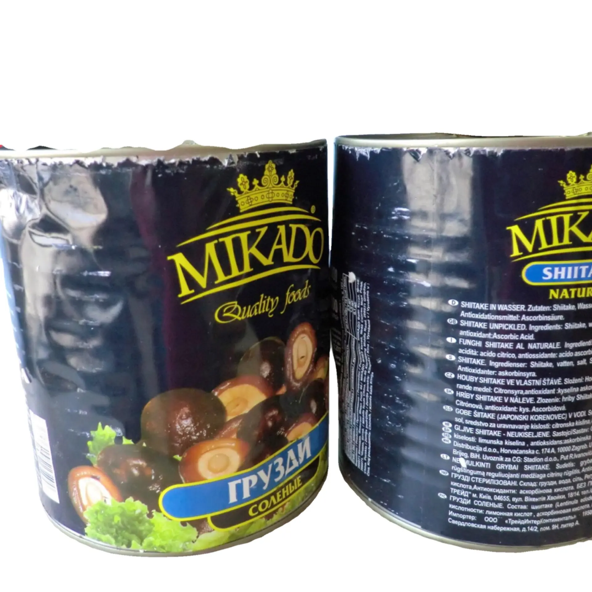 Mikado ब्रांड चीनी डिब्बाबंद shiitake मशरूम में नमकीन पानी में 3kg