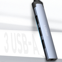 LDNIO DS-104C 4 in 1 Hub Tipe C ke USB yang Dapat Disesuaikan, Hub Audio 3.5mm, Docking Station