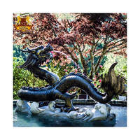 Statues de dragon en métal d'extérieur en gros, grandes statues de dragon en bronze antique, fontaine d'eau en bronze, sculpture