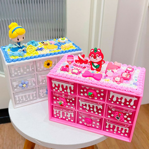 <b>Kids</b> Diy Jewelry <b>Box</b> 21x14x8cm Plastic Rectangle <b>Storage</b> For Bedroom With Nine Grids - Product Image 3