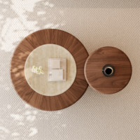 Table basse en bois massif, design minimaliste rétro, ensemble de meubles pour salon, pas d'assemblage requis, table basse ronde
