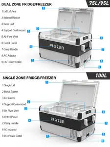 FROZEN 2022 Car Fridge 12v 75 Litre Auto Freezer With Ac Compressor Dc Refrigerator For Caravan Camp RV 4X4 With CE/ICES/GS/CB