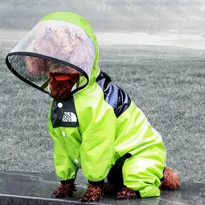جميع مواسم الكلب المطر ماء بذلة عاكسة معطف واقي من المطر مقنع سترات مضادة للماء كلب صغير في الهواء الطلق الملابس