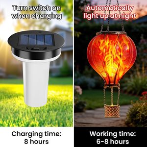 Farol de Globo Aerostático con Llama Solar Parpadeante, 335" de Alto, 287" de Ancho, Decoración de Jardín de Plástico <span class=keywords><strong>para</strong></span> Exteriores - Product Image 5