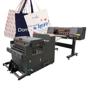 Produsen pencetak DTF 60cm dengan mesin pengocok bubuk I3200/XP600 alat cetak cepat untuk pencetakan kaus