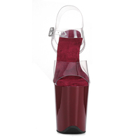 Talons de pole dance en PVC électroplaqué légers et respirants pour l'été et l'automne, 20 cm, à bout ouvert, plateforme, dessus transparent, boucle à la cheville