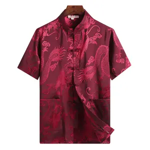 Camisas confortáveis masculinas estilo chinês, camisetas de manga curta em vendas