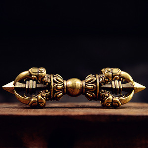 Vajra de Latón Macizo Vintage, Adorno Tibetano Budista <span class=keywords><strong>Lama</strong></span> Dorge, Artesanía Decorativa Fengshui, Coleccionable, Decoración de Escritorio, 3.35'' - Product Image 5