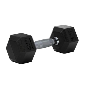 Manubrio con Peso Fisso da 6kg con Estremità Nere per Sport, Rivestito in Gomma con Nucleo in Ferro Esagonale Anti-Rotolamento - Product Image 4