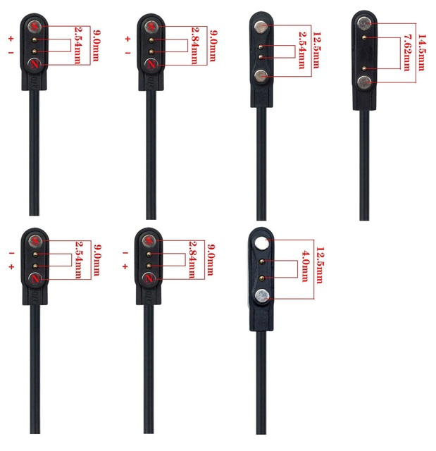 2 Pogo Pin Charger 5V 1A USB Charger Cable for Children's Smart Watch 2.54mm 2.84mm 4mm 7.62mm Magnetic Suction Charge Data Line