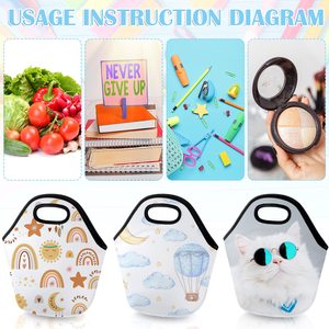 กระเป๋าใส่อาหารแบบซับลิเมชั่นทำจากนีโอพรีน DIY กระเป๋าเก็บความร้อนแบบใช้ซ้ำได้ พร้อมซิป กระเป๋าถือแบบสะพายไหล่ กระเป๋าสำหรับกีฬาอื่นๆ - Product Image 5