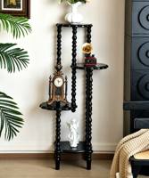 Étagère de présentation multi-niveaux de style rétro, étagère de rangement verticale, support à fleurs en bois massif à quatre niveaux, étagère d'angle, étagère latérale