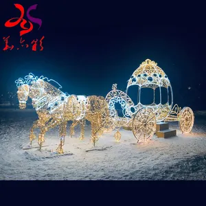 Marco de hierro personalizado para exteriores Motivo 3D Luz Animal Reno con trineo Motivo navideño Luces para decoraciones navideñas