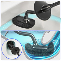 Ensemble de brosse de toilette et de pierres flottantes de haute qualité noir/gris avec brosse de nettoyage en plastique à long manche Accessoires de salle de bain