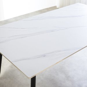 Hiện Đại Sang Trọng Hình Chữ Nhật Giả Đá Trắng Granite Top Kim Loại Thép Không Gỉ Nhà Bếp Bàn Ăn Cho Phòng Ăn - Product Image 3