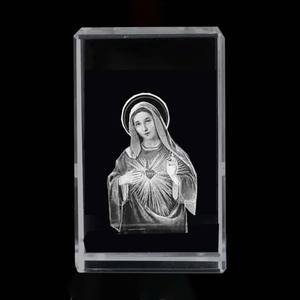 Haute qualité K9 croix religieuse <span class=keywords><strong>Saint</strong></span> jésus Statue cristal Cube Laser gravé croix cadeaux 3d cristal Cubes pour cadeaux religieux - Product Image 4