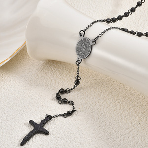 <span class=keywords><strong>Collana</strong></span> <span class=keywords><strong>Rosario</strong></span> Vintage Religiosa con Croce e Charm della Vergine Maria <span class=keywords><strong>in</strong></span> Acciaio Inossidabile Dorato per Uomo e Donna - Product Image 5