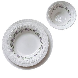 Service de table en céramique gaufrée motif lavande, compatible micro-ondes, assiettes, bols, tasses à café, soucoupes, assiettes à dessert et assiettes à soupe - Product Image 5