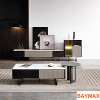 Unités de support de meuble de télévision moderne table basse de thé de dessus de poutre de roche de marbre pour la maison