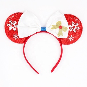 Serre-tête élastique pour filles avec oreilles de souris, paillettes, accessoire de fête pour enfants, nœud papillon de dessin animé, taille unique, mignon - Product Image 3