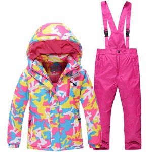 Giacca calda antivento da ragazza pantaloni giacca tuta da sci mimetica per bambini inverno Snowboard - Product Image 4