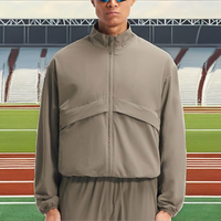 Veste Safari Décontractée Homme OEM Hiver en Toile de Haute Qualité Col Montant Respirante Couleur Unie Épaules Tombantes Style Coach Teinte Unie Fermeture Éclair